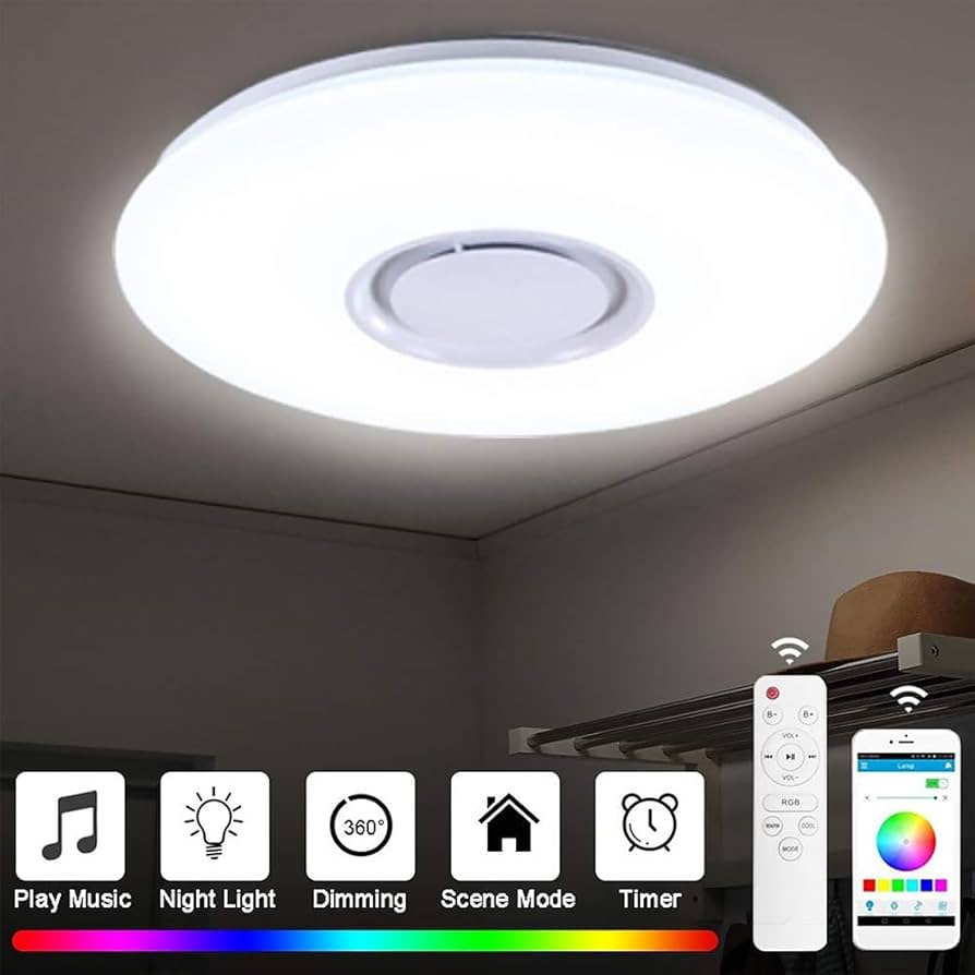 Plafonnier LED RGB avec haut-parleur Bluetooth