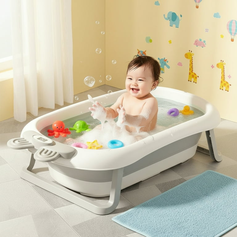 Baignoire bébé pliable et agrandie pour nourrissons et jeunes enfants