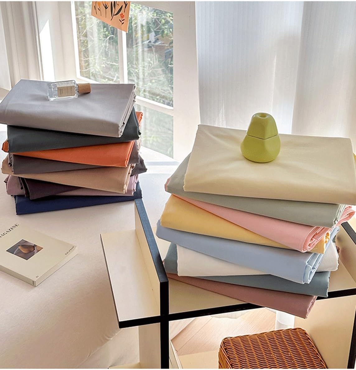 Drap plat 100 % coton lavé