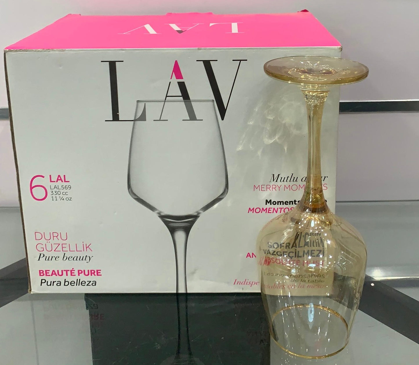 Verre à eau sur pied Lav lal 6 pièces verre à eau boisson gazeuse 330 cc lal569