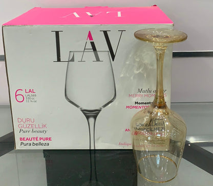 Verre à eau sur pied Lav lal 6 pièces verre à eau boisson gazeuse 330 cc lal569