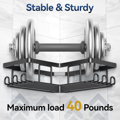 Étagère d'angle adhésive pour douche, avec porte-savon