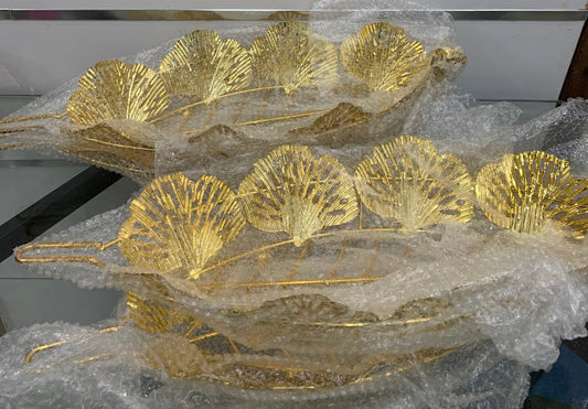 Plateau Décoratif Feuille Dorée – Design Luxe