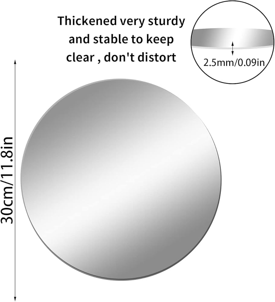 Miroir mural rond autocollant, grand miroir sans verre