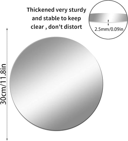 Miroir mural rond autocollant, grand miroir sans verre