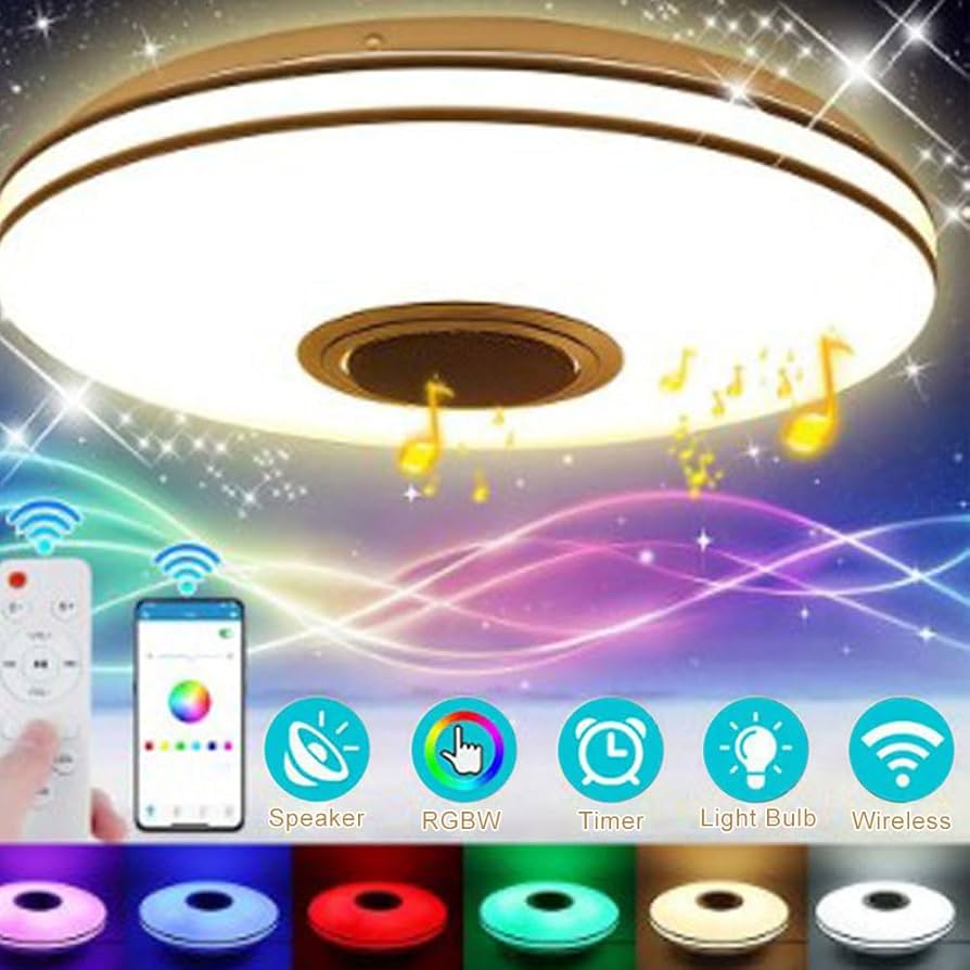 Plafonnier LED RGB avec haut-parleur Bluetooth