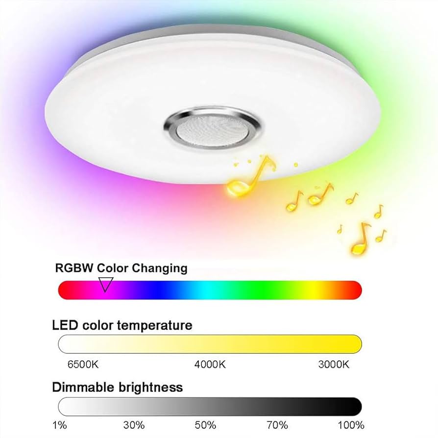 Plafonnier LED RGB avec haut-parleur Bluetooth
