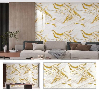 Papier Peint marbre blanc dorée 60cm x 3m