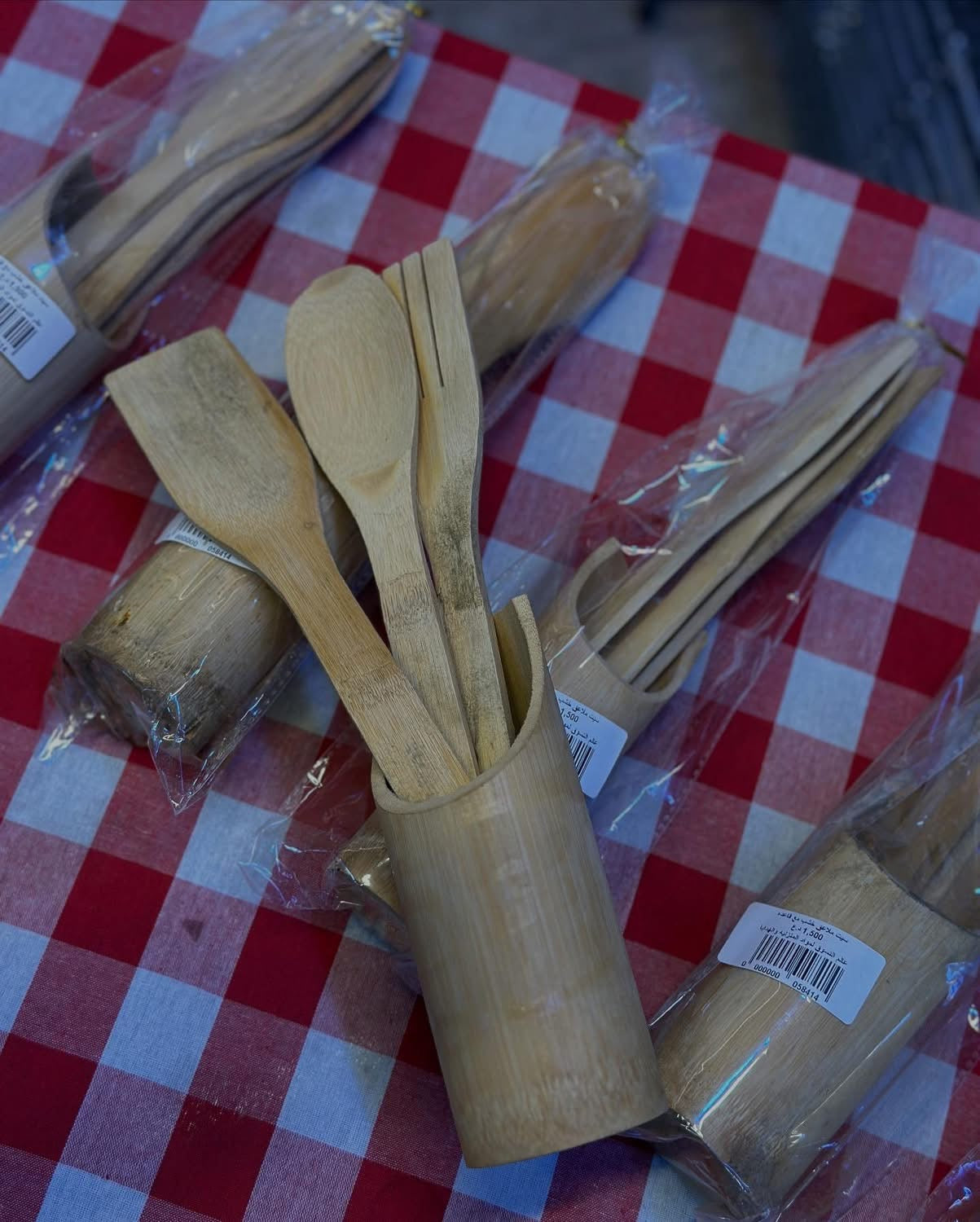 Set de 3 Ustensiles en Bambou avec Support