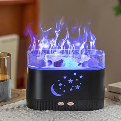 Diffuseur d’Huiles Essentielles Effet Flamme avec Pierres Cristal