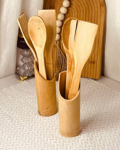 Set de 3 Ustensiles en Bambou avec Support