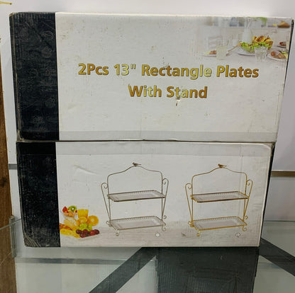 Présentoir Double Plateau Rectangulaire – 2 Pièces (13”)