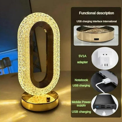 Lampe de bureau portable en cristal