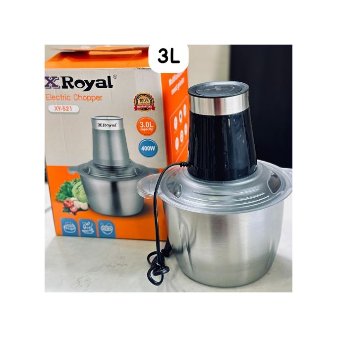 Hachoir Électrique Inox XRoyal 3 en 1 – Modèle XY-553T