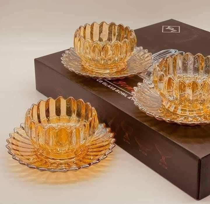 Service de Bols et Assiettes en Verre – Jenova (12 Pièces)