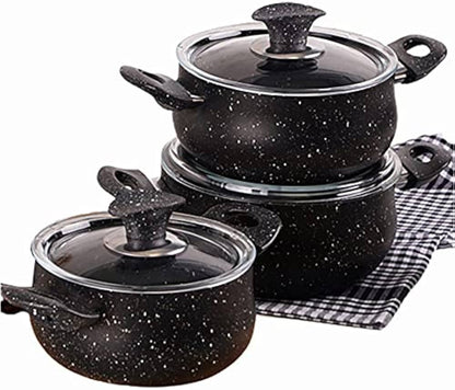 3 Casseroles Granitées avec Couvercles