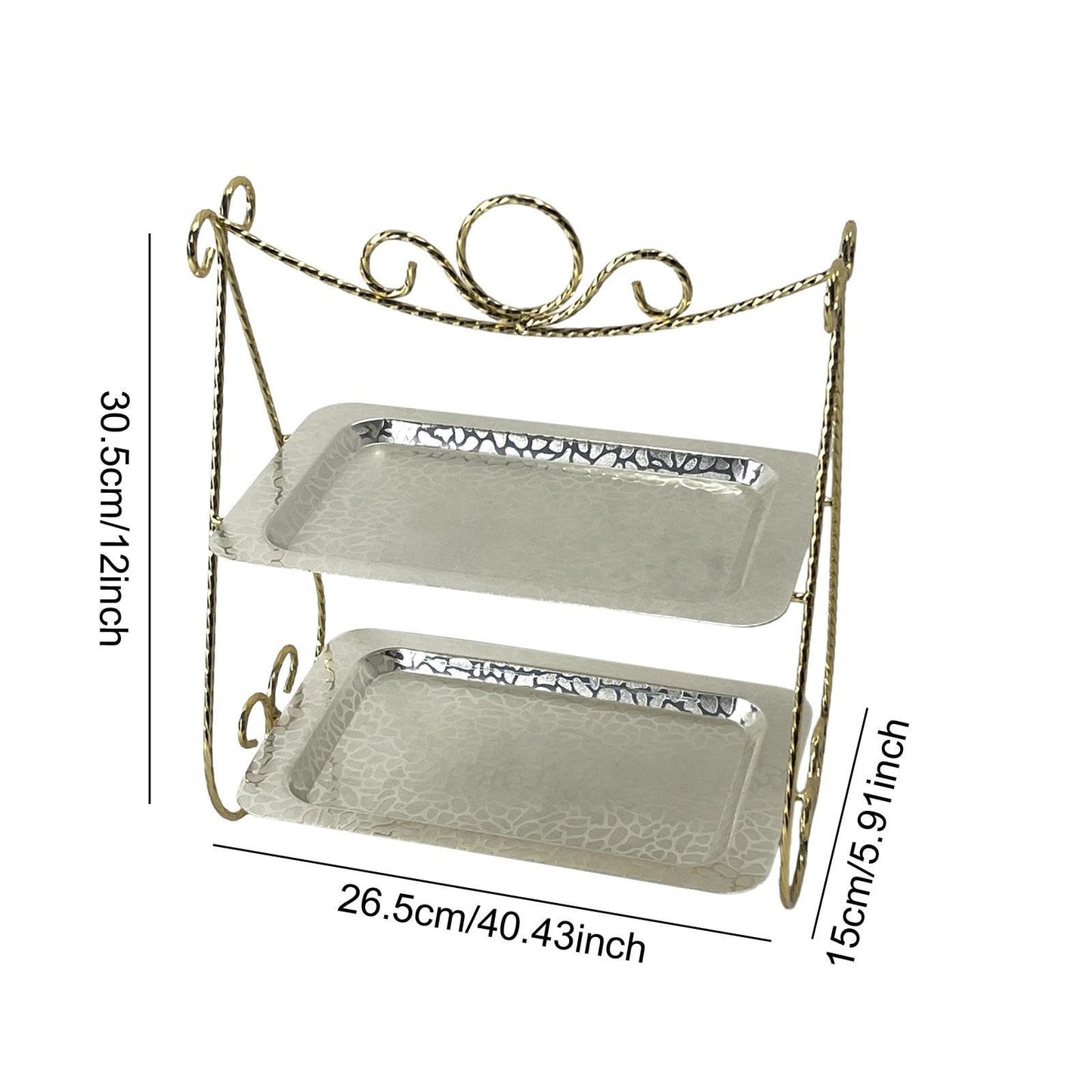 Présentoir Double Plateau Rectangulaire – 2 Pièces (13”)