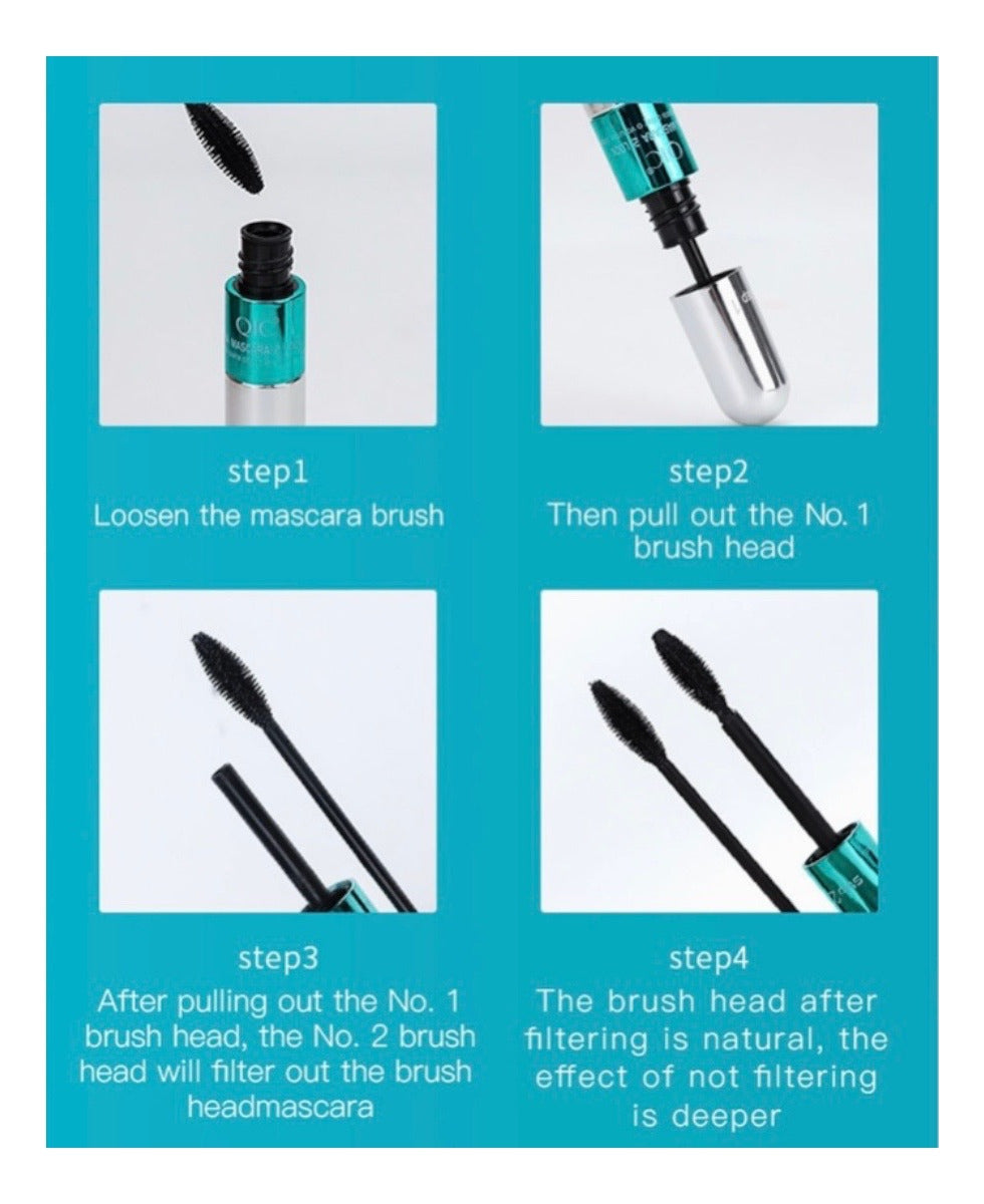 Mascara allongeant waterproof 2 en 1, noir, lot de 6