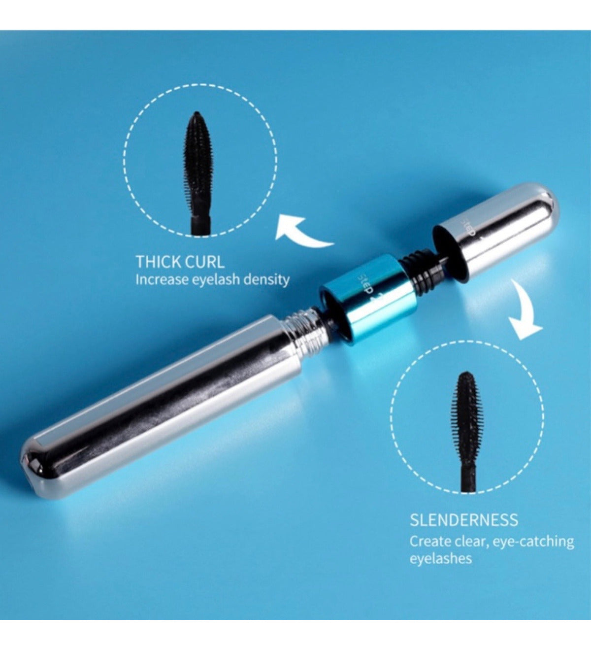 Mascara allongeant waterproof 2 en 1, noir, lot de 6