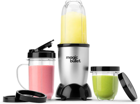 Mélangeur Magic Bullet, petit, argent, ensemble de 11 pièces