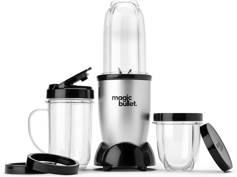 Mélangeur Magic Bullet, petit, argent, ensemble de 11 pièces