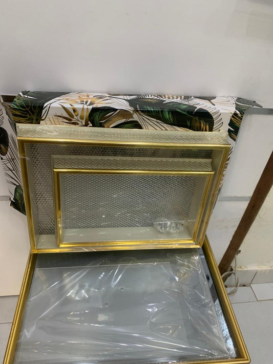 Boîte décorative de luxe avec plateau miroir – Finition dorée